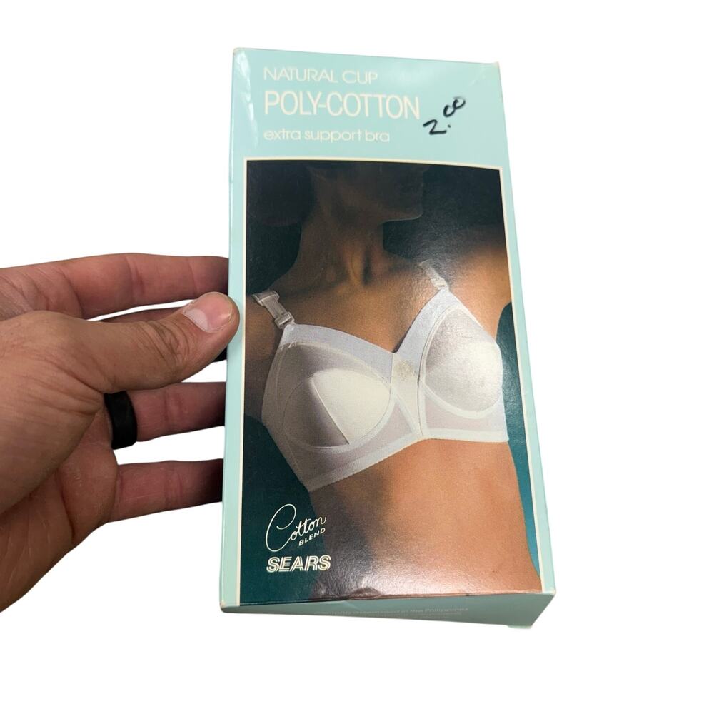 Vintage Sears Bra Extra Support White Poly Cotton Size 42C NOS NIB